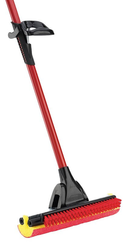 THE LIBMAN COMPANY Libman 955 Roller Mop with Scrub Brush, 12 in W Frame, 52 in OAL, Sponge Mop Head, Quick Change, Steel Handle