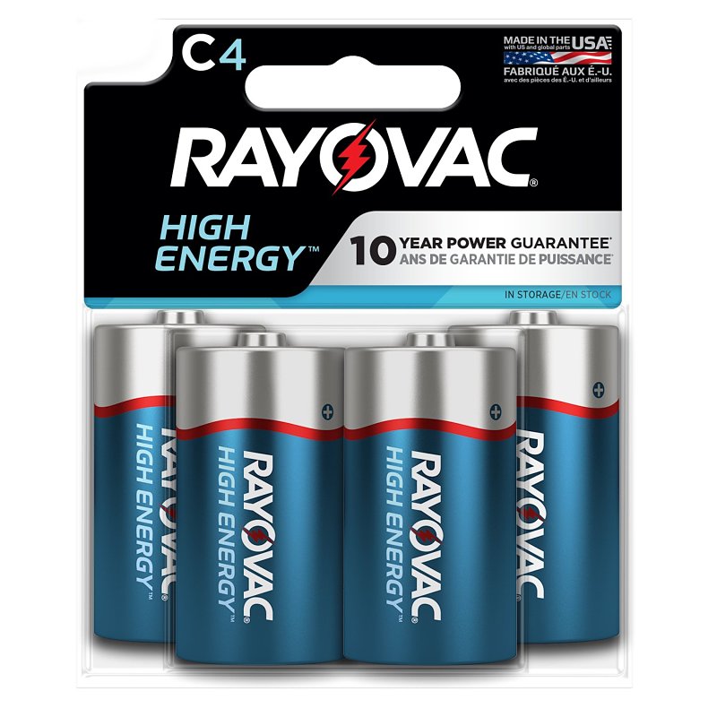 RAYOVAC Rayovac 814-4TK Battery, 1.5 V Battery, C Battery, Alkaline ELECTRICAL RAYOVAC