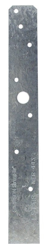 SIMPSON STRONG-TIE Simpson Strong-Tie LSTA Series LSTA18 Strap Tie, 18 in L x 1-1/4 in W Dimensions, 20 ga, Steel, Galvanized/Zinc, 1/PK