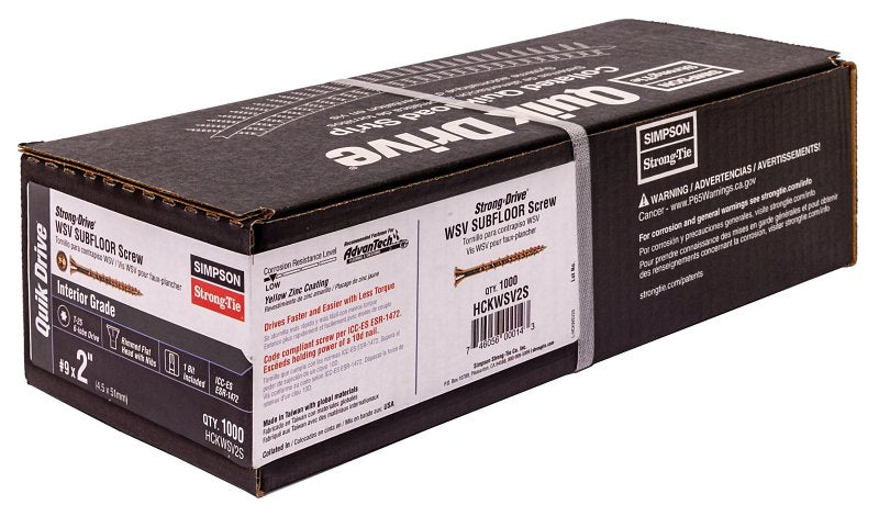SIMPSON STRONG-TIE Simpson Strong-Tie Strong-Drive HCKWSV2S Collated Screw, #9 Thread, 2 in L, Rimmed Flat Head, Zinc Plated HARDWARE & FARM SUPPLIES SIMPSON STRONG-TIE