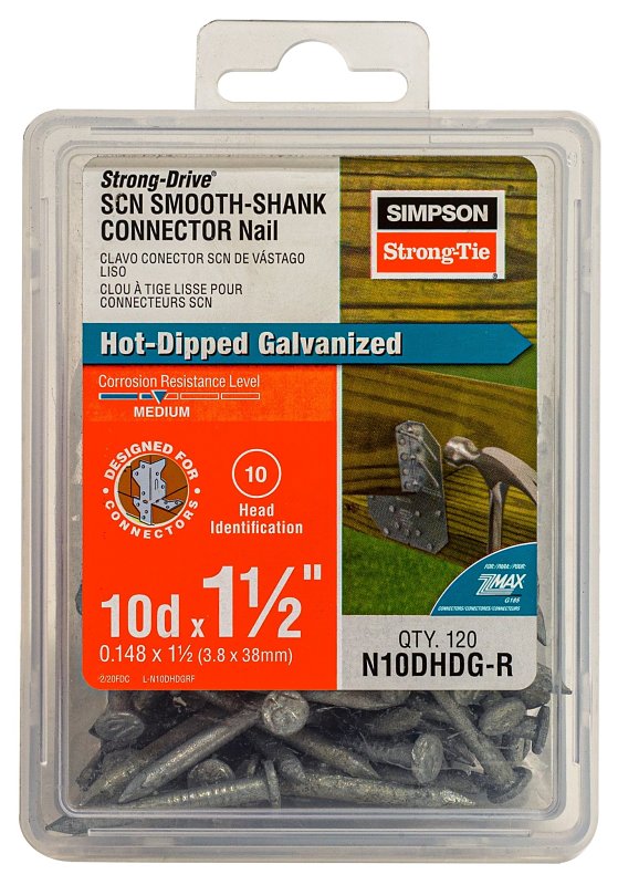 SIMPSON STRONG-TIE Simpson Strong-Tie SCN Series N10DHDG-R Connector Nail, 1 lb Package, 10D Penny, 1-1/2 in L, Full Round Head, 9 ga HARDWARE & FARM SUPPLIES SIMPSON STRONG-TIE