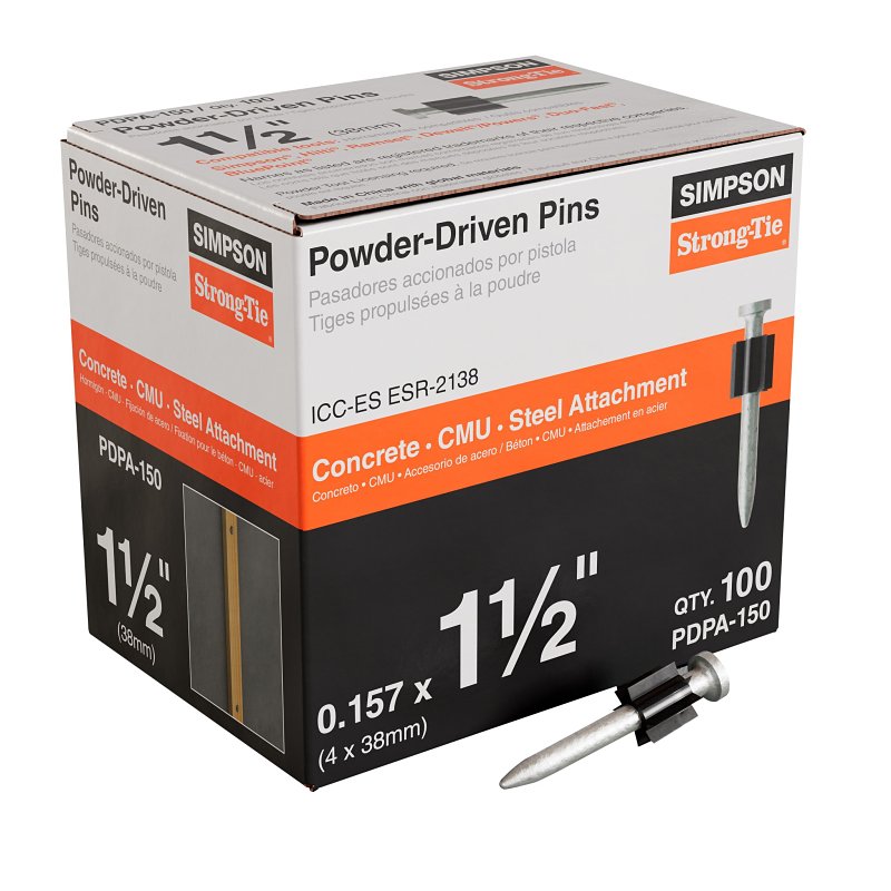 SIMPSON STRONG-TIE Simpson Strong-Tie PDPA PDPA-150 Drive Pin, 0.157 in Dia Shank, 1-1/2 in L, Steel, Galvanized HARDWARE & FARM SUPPLIES SIMPSON STRONG-TIE