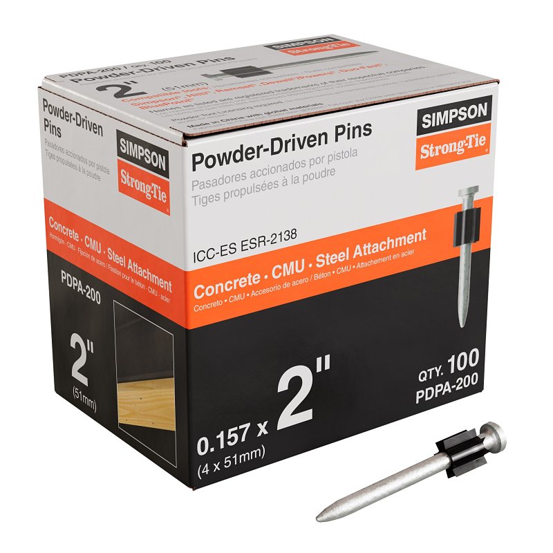 SIMPSON STRONG-TIE Simpson Strong-Tie PDPA PDPA-200 Drive Pin, 0.157 in Dia Shank, 2 in L, Steel, Galvanized HARDWARE & FARM SUPPLIES SIMPSON STRONG-TIE