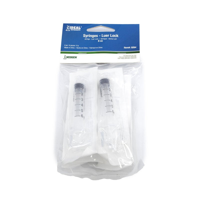 NEOGEN Ideal 9264 Luer Lock Syringe, 6 cc Capacity