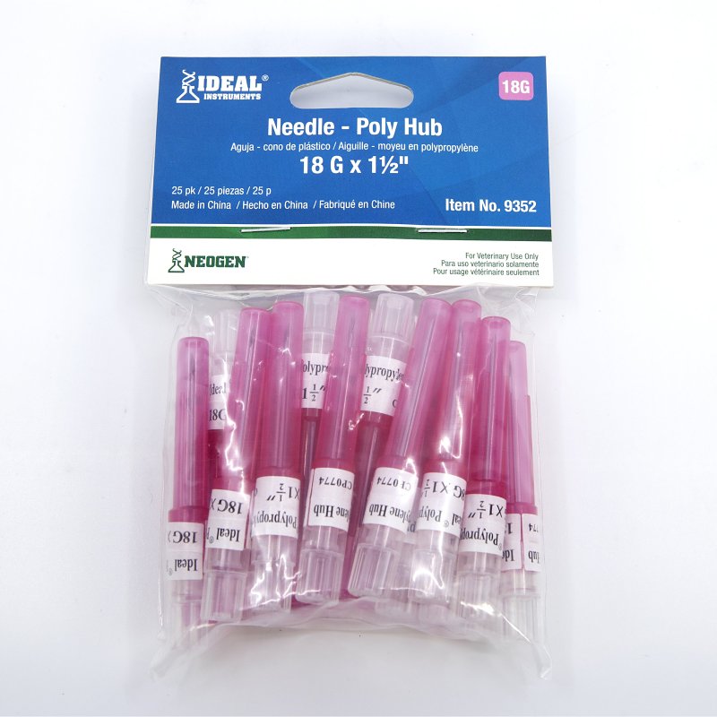 NEOGEN Neogen 9352 Hub Needle, Polypropylene, 18 ga, 1-1/2 in L, 25/PK HARDWARE & FARM SUPPLIES NEOGEN