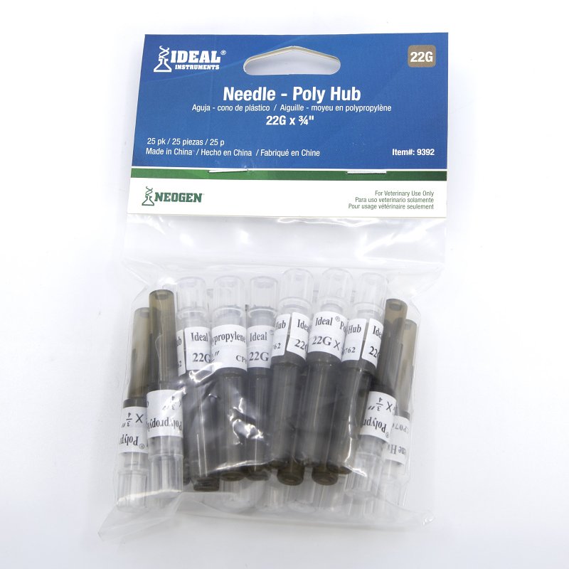 NEOGEN Neogen 9392 Hub Needle, Polypropylene/Stainless Steel, 22 ga, 3/4 in L, 25/PK HARDWARE & FARM SUPPLIES NEOGEN