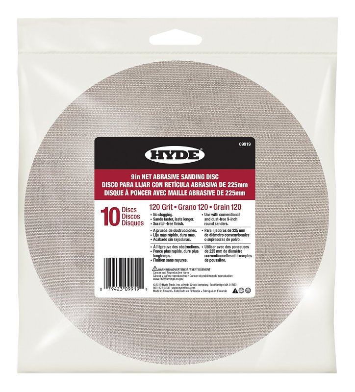 HYDE TOOLS Hyde 09919 Sanding Disc, 9 in Dia, 120 Grit PAINT HYDE TOOLS   