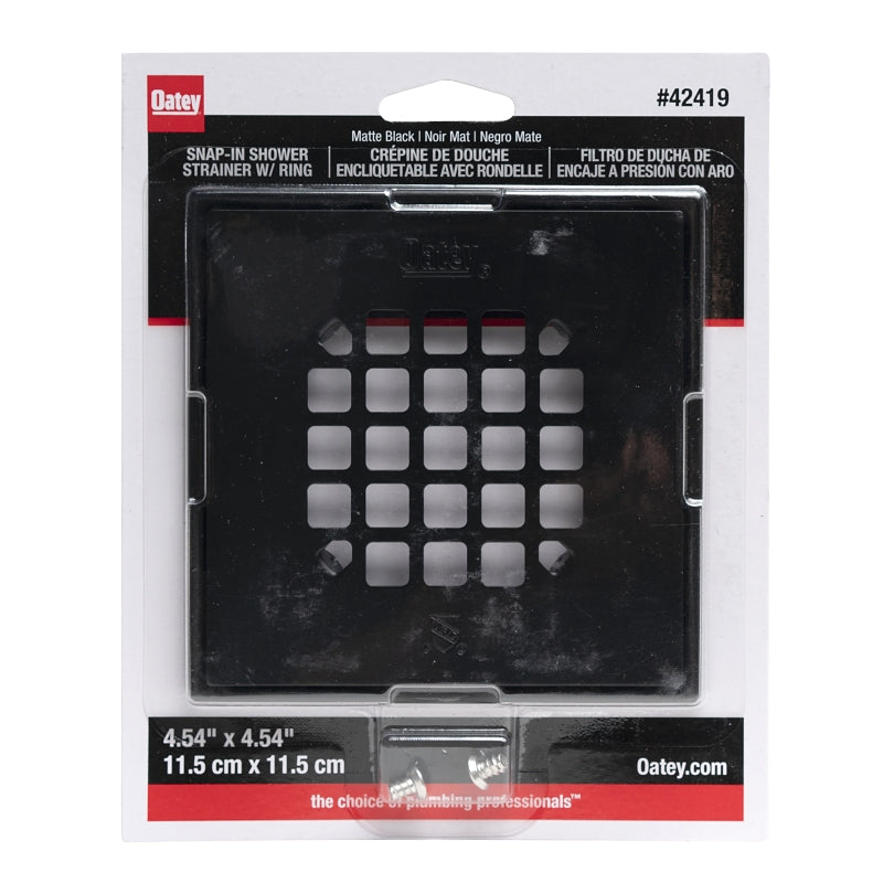 OATEY Oatey 130 Series 42419 Snap-In Strainer with Ring, Stainless Steel, Black, Matte, Specifications: Square Shape PLUMBING, HEATING & VENTILATION OATEY