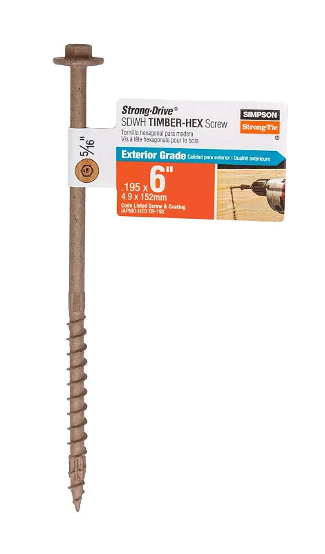 SIMPSON STRONG-TIE Simpson Strong-Tie Strong-Drive SDWH SDWH19600DB-RP1 Timber Screw, 6 in L, Coarse Thread, Large Hex Washer Head HARDWARE & FARM SUPPLIES SIMPSON STRONG-TIE