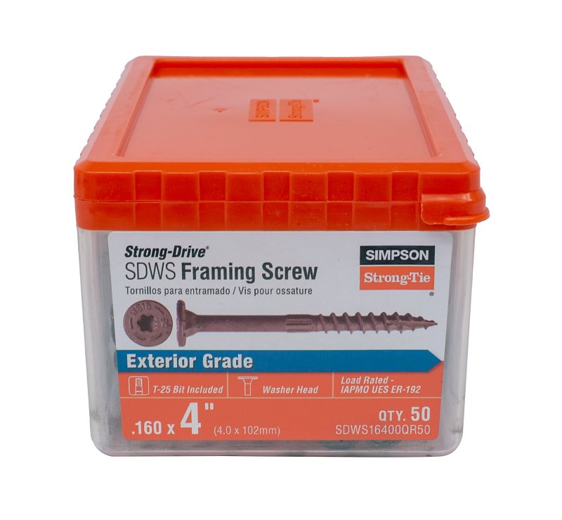 SIMPSON STRONG-TIE Simpson Strong-Tie Strong-Drive SDWS SDWS16400QR50 Framing Screw, 4 in L, Serrated Thread, Low-Profile Head, 50 HARDWARE & FARM SUPPLIES SIMPSON STRONG-TIE