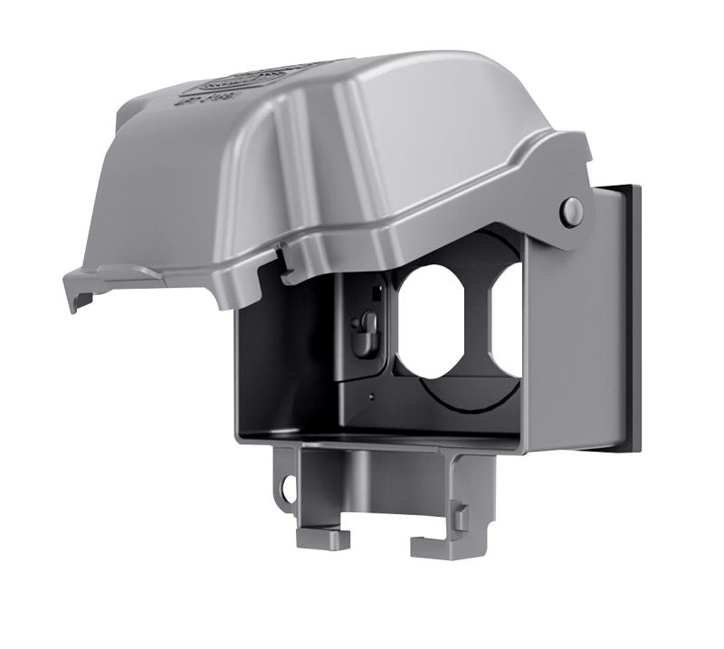 HUBBELL TayMac EXTRA DUTY Series MX3300 Electrical Box Cover, 3-1/2 in L, 5.12 in W, 1-Gang, Aluminum/Metal, Gray