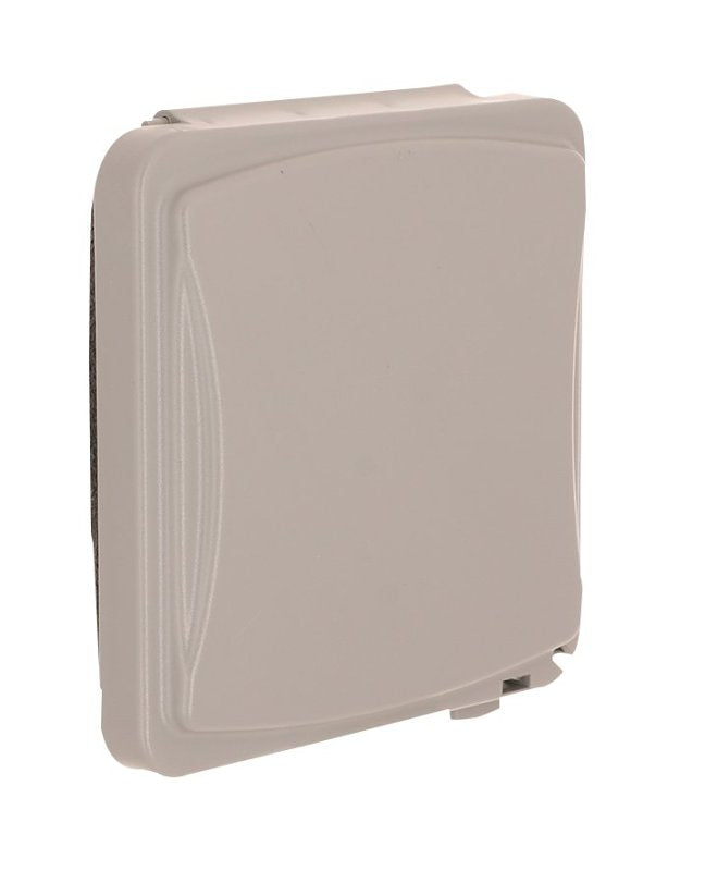 HUBBELL TayMac MM1410G Weatherproof Flip Cover, 3.1 in L, 4.08 in W, 2-Gang, Polycarbonate, Gray ELECTRICAL HUBBELL