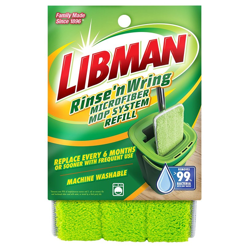 THE LIBMAN COMPANY Libman Rinse 'n Wring 1676 Mop Refill, Loop and Hook, Microfiber, Green