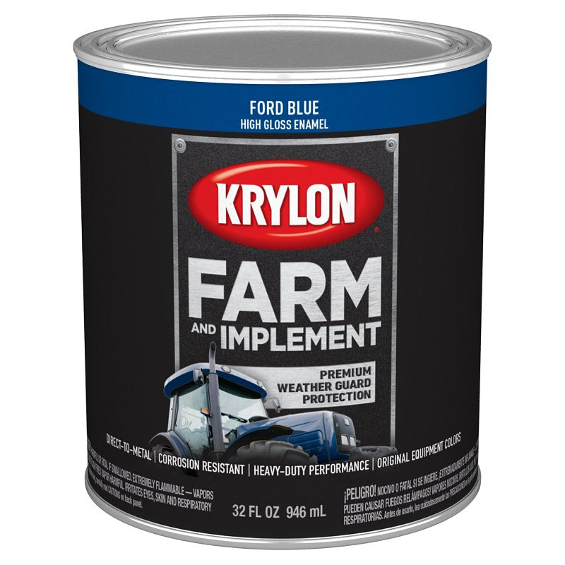 KRYLON Krylon K02027008 Farm and Implement Paint, 1 qt, Blue, Liquid