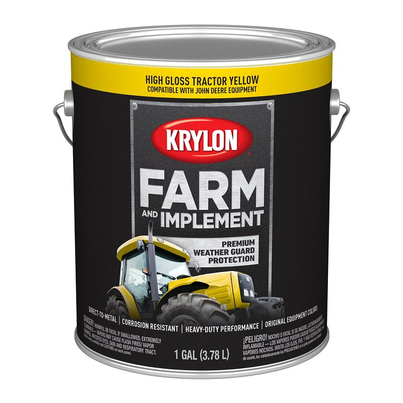 KRYLON Krylon K01970008 Farm and Implement Paint, 1 gal, Yellow, Liquid