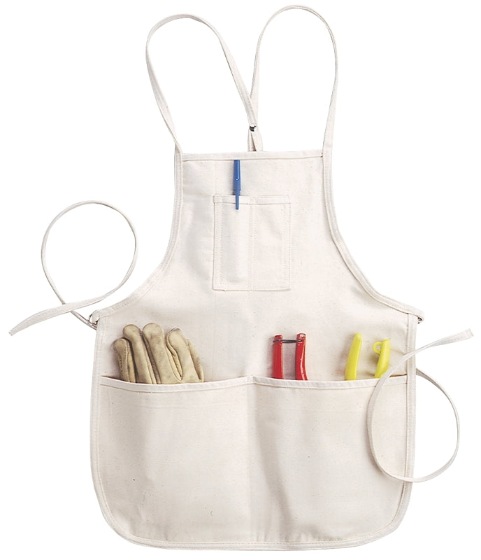 HULTAFORS CLC Tool Works Series C11 Bib Apron, 29 to 46 in Waist, Cotton, White, 4-Pocket TOOLS HULTAFORS