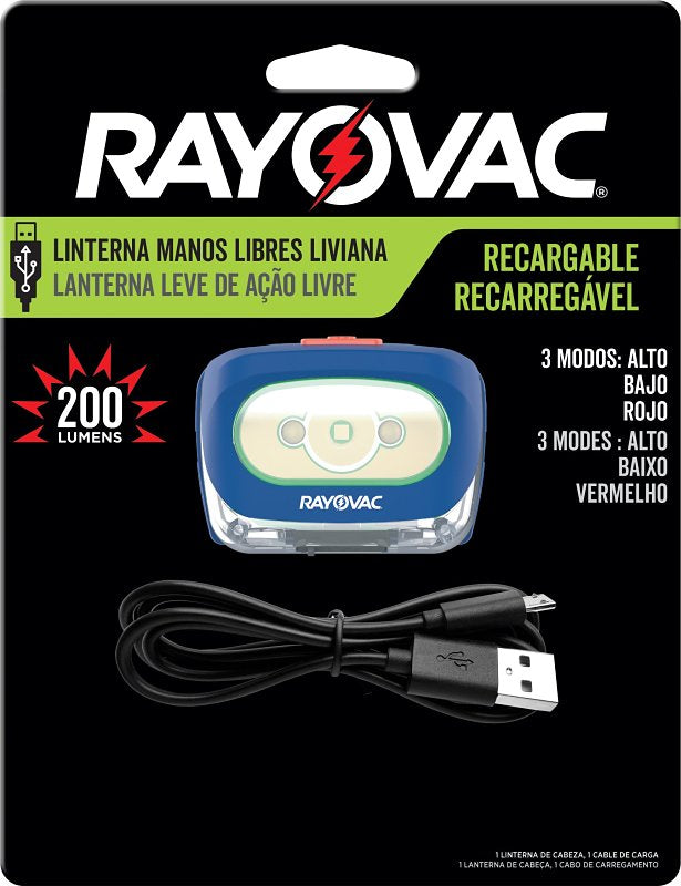 ENERGIZER BATTERY Rayovac ROVHDLLP Rechargeable Headlamp, Lithium-Ion Battery, LED Lamp, 8 hr Run Time