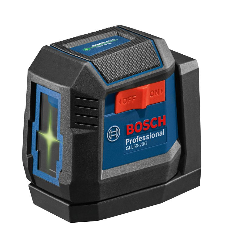 S-B POWER TOOL Bosch GLL50-20G Cross-Line Laser, 65 ft, 1/4 in Accuracy, 2-Beam, Green Laser