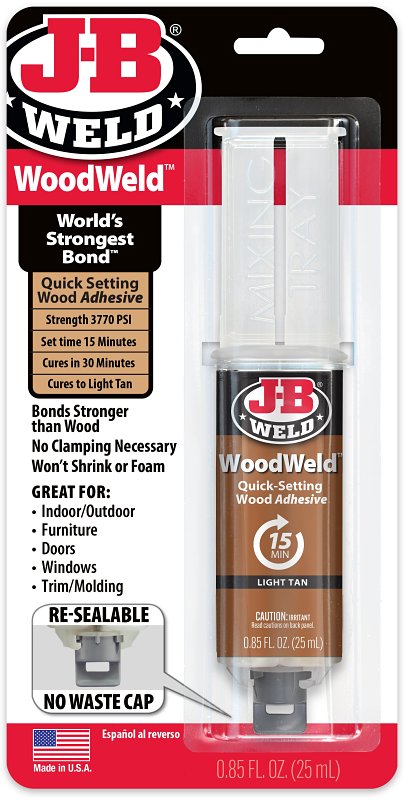 J-B WELD J-B Weld WOODWELD 50151 Epoxy Adhesive, Tan, Solid, 0.85 mL, Syringe