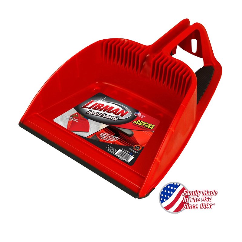 THE LIBMAN COMPANY Libman 2125 Large Capacity High-Power Step-On Dustpan, 17-3/4 in L, 12 in W, Santoprene Rubber, Black/Red