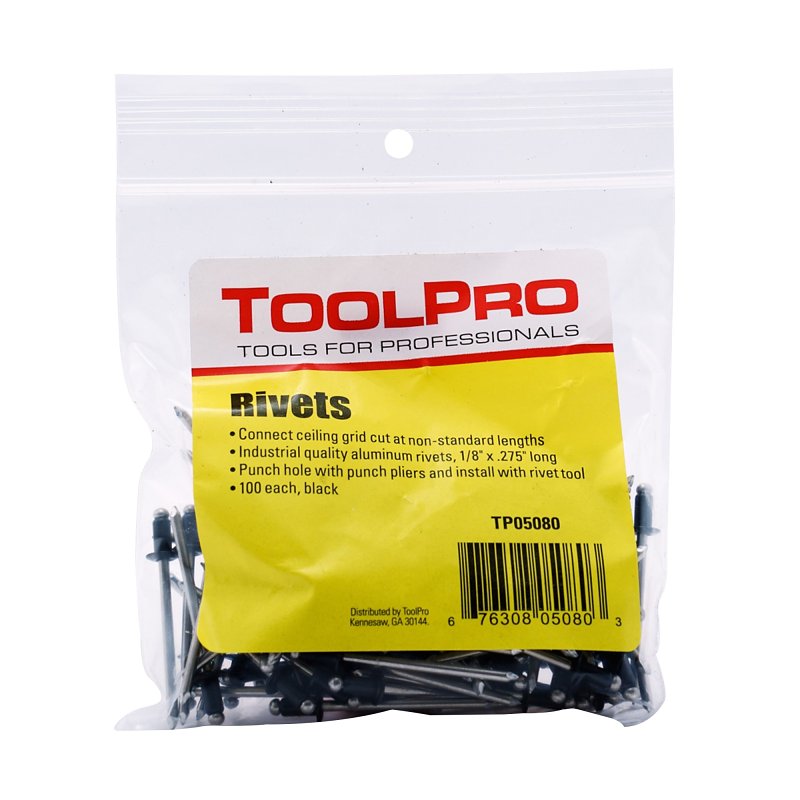 TOOLPRO Toolpro TP05080 Pull Rivet, 0.275 in L, Aluminum, 1/8 in Head
