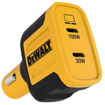 DEWALT DEWALT 141 0484 DW2 2-Port PPS PD Car Charger, Type C Plug, Black/Yellow