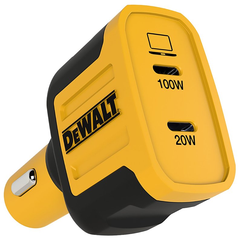 DEWALT DEWALT 141 0484 DW2 2-Port PPS PD Car Charger, Type C Plug, Black/Yellow