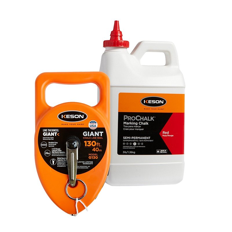 KESON LLC Keson G1303R Chalk Line Reel, 3 lb Chalk Capacity, 130 ft L Line
