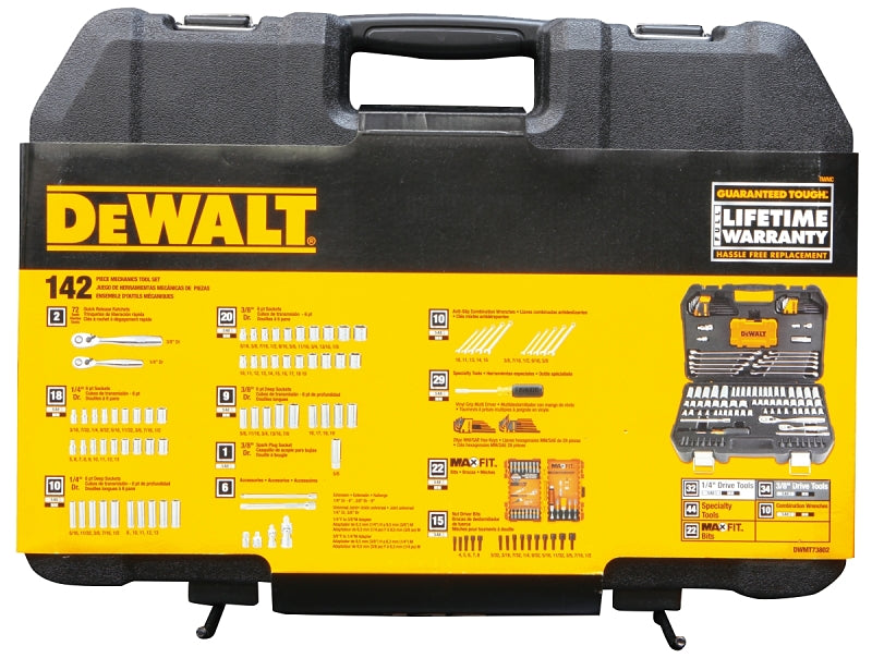 DEWALT DEWALT DWMT73802 Mechanic's Tool Set, 142-Piece, Chrome Vanadium, Polished Chrome Vanadium