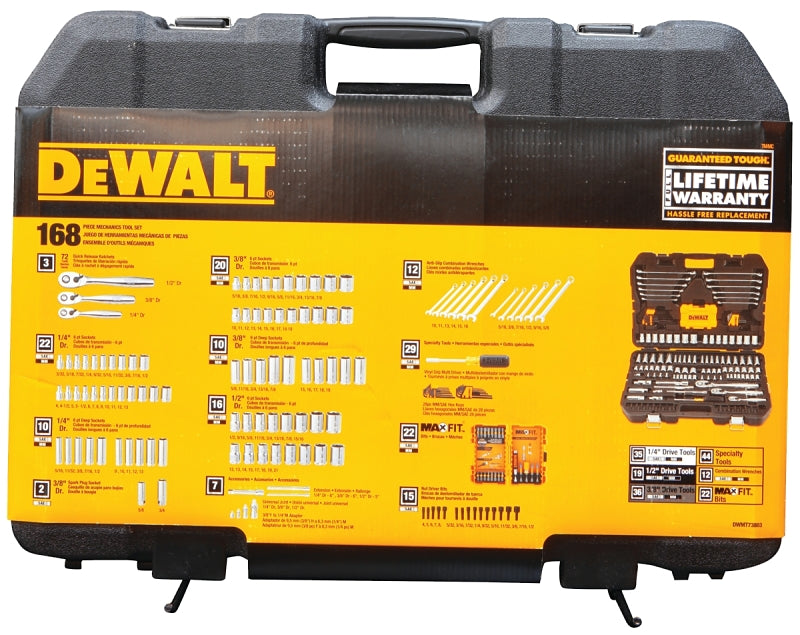 DEWALT DEWALT DWMT73803 Mechanic's Tool Set, 168-Piece, Chrome Vanadium, Polished Chrome Vanadium TOOLS DEWALT