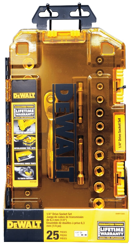 DEWALT DEWALT DWMT73805 Socket Set, 25-Piece, Chrome Vanadium, Polished Chrome Vanadium TOOLS DEWALT