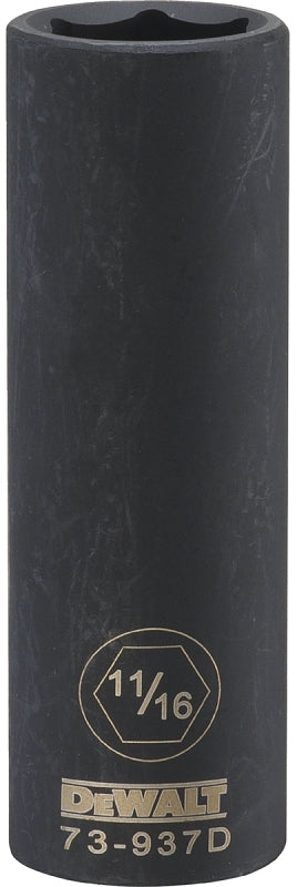 DEWALT DEWALT DWMT73937OSP Impact Socket, 11/16 in Socket, 23/32 in D Socket, 1/2 in Drive, 6-Point, CR-440 Steel, Black Oxide TOOLS DEWALT