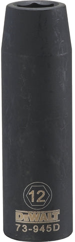 DEWALT DEWALT DWMT73945OSP Impact Socket, 12 mm Socket, 1/2 in Drive, 6-Point, CR-440 Steel, Black Oxide TOOLS DEWALT