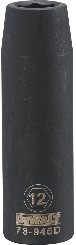 DEWALT DEWALT DWMT73945OSP Impact Socket, 12 mm Socket, 1/2 in Drive, 6-Point, CR-440 Steel, Black Oxide TOOLS DEWALT
