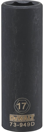 DEWALT DEWALT DWMT73949OSP Impact Socket, 17 mm Socket, 1/2 in Drive, 6-Point, CR-440 Steel, Black Oxide TOOLS DEWALT