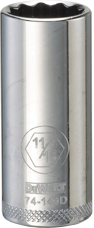 DEWALT DEWALT DWMT74140OSP Drive Hand Socket, 11/16 in Socket, 3/8 in Drive, 12-Point, Steel, Polished Chrome Vanadium