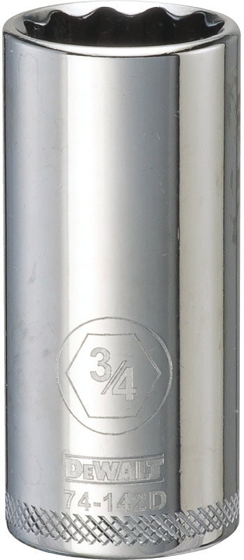 DEWALT DEWALT DWMT74142OSP Drive Hand Socket, 3/4 in Socket, 3/8 in Drive, 12-Point, Steel, Polished Chrome Vanadium TOOLS DEWALT