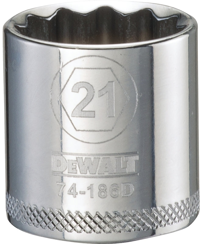 DEWALT DEWALT DWMT74186OSP Drive Hand Socket, 21 mm Socket, 3/8 in Drive, 12-Point, Steel, Polished Chrome Vanadium