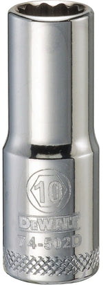 DEWALT DEWALT DWMT74502OSP Drive Hand Socket, 10 mm Socket, 3/8 in Drive, 12-Point, Steel, Polished Chrome Vanadium TOOLS DEWALT
