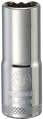 DEWALT DEWALT DWMT74503OSP Drive Hand Socket, 11 mm Socket, 3/8 in Drive, 12-Point, Steel, Polished Chrome Vanadium TOOLS DEWALT