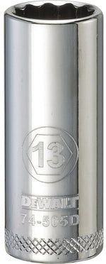 DEWALT DEWALT DWMT74505OSP Drive Hand Socket, 13 mm Socket, 3/8 in Drive, 12-Point, Steel, Polished Chrome Vanadium TOOLS DEWALT