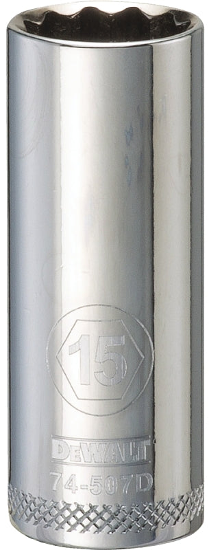 DEWALT DEWALT DWMT74507OSP Drive Hand Socket, 15 mm Socket, 3/8 in Drive, 12-Point, Steel, Polished Chrome Vanadium TOOLS DEWALT