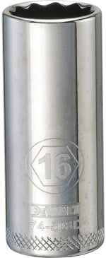 DEWALT DEWALT DWMT74508OSP Drive Hand Socket, 16 mm Socket, 3/8 in Drive, 12-Point, Steel, Polished Chrome Vanadium TOOLS DEWALT