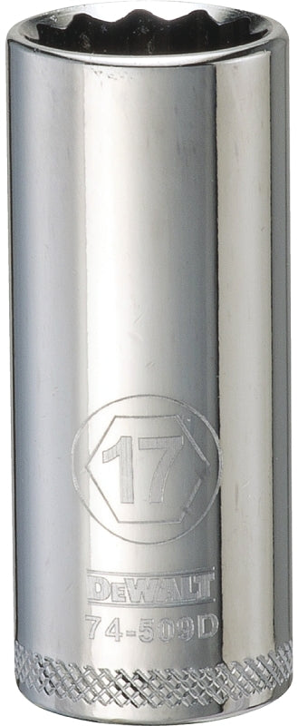 DEWALT DEWALT DWMT74509OSP Drive Hand Socket, 17 mm Socket, 3/8 in Drive, 12-Point, Steel, Polished Chrome Vanadium