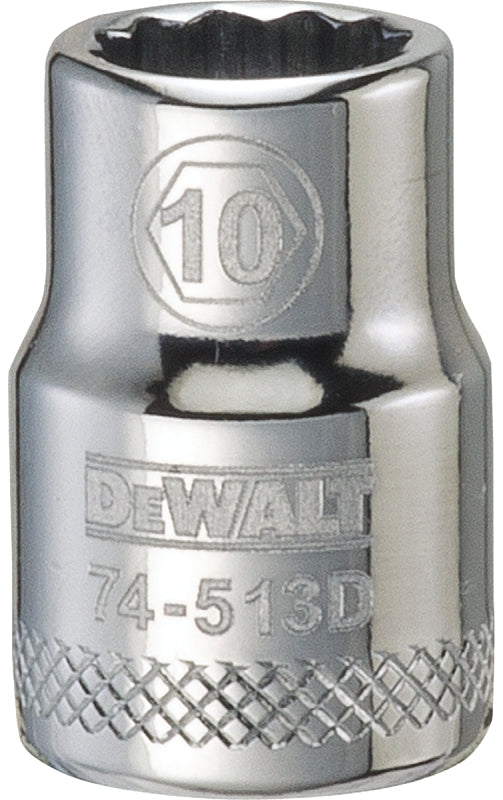 DEWALT DEWALT DWMT74513OSP Drive Hand Socket, 10 mm Socket, 3/8 in Drive, 12-Point, Steel, Polished Chrome Vanadium TOOLS DEWALT