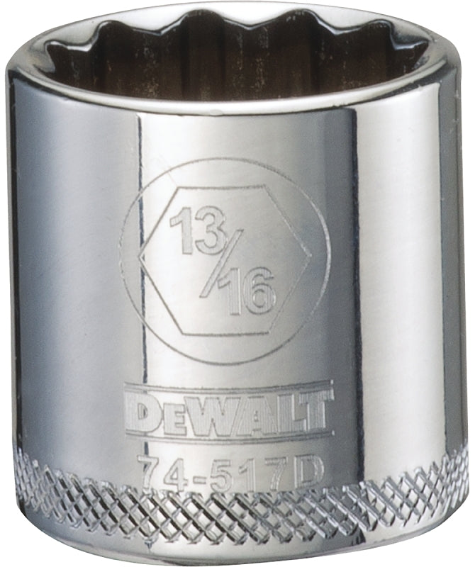 DEWALT DEWALT DWMT74517OSP Drive Hand Socket, 13/16 in Socket, 3/8 in Drive, 12-Point, Steel, Polished Chrome Vanadium TOOLS DEWALT