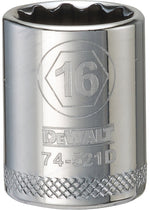 DEWALT DEWALT DWMT74521OSP Drive Hand Socket, 16 mm Socket, 3/8 in Drive, 12-Point, Steel, Polished Chrome Vanadium