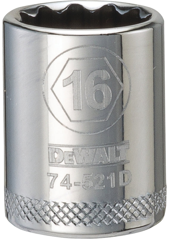 DEWALT DEWALT DWMT74521OSP Drive Hand Socket, 16 mm Socket, 3/8 in Drive, 12-Point, Steel, Polished Chrome Vanadium