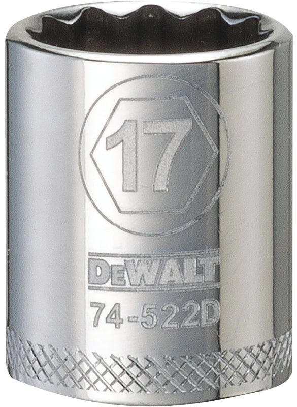 DEWALT DEWALT DWMT74522OSP Drive Hand Socket, 17 mm Socket, 3/8 in Drive, 12-Point, Steel, Polished Chrome Vanadium TOOLS DEWALT