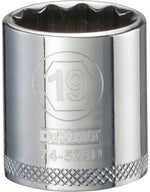 DEWALT DEWALT DWMT74524OSP Drive Hand Socket, 19 mm Socket, 3/8 in Drive, 12-Point, Steel, Polished Chrome Vanadium TOOLS DEWALT